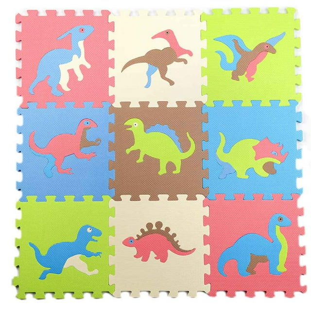 9pcs Dinosaur Style Thicking EVA Foam Mat Children‘s Puzzle Mat Baby Playing Interlocking Foam Floor Pad Sets