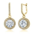 thumbnail image 3 of Gem Stone King 18K Yellow Gold Plated Silver Dangle Earrings Set with 10.16cttw Moissanite (10.16 Cttw), 3 of 3