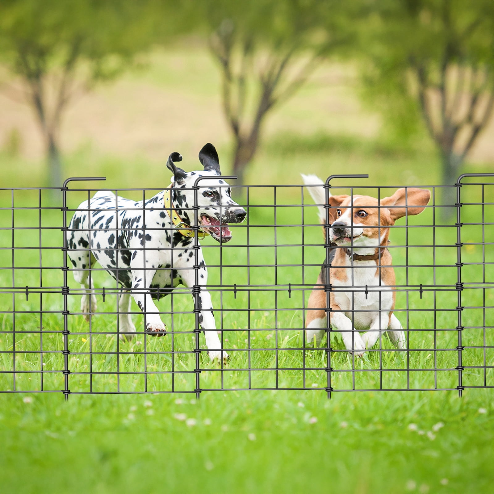 32 Pack Decorative Garden Fence, 24 Inch Tall Metal Picket Fence Panels, Wire Border Folding Fences Flower Bed Fencing Barrier, Decorative Animal Barrier for Dogs, Black