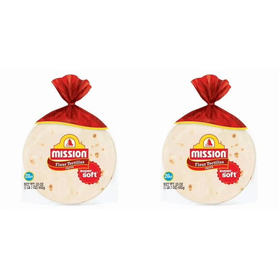 Mission Fajita Size Super Soft Flour Tortillas - 23oz/20ct pack of 2