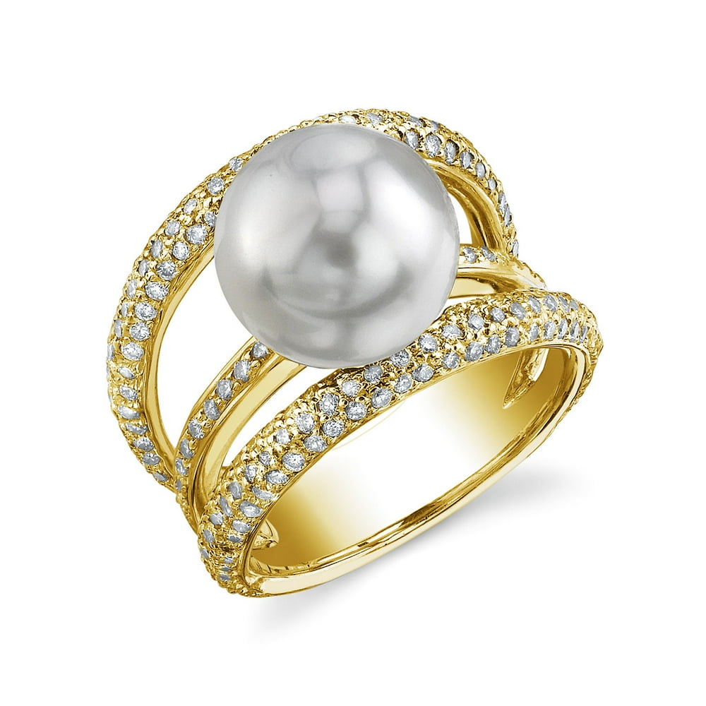 The Pearl Source 11mm White South Sea Cultured Pearl & Diamond