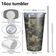 thumbnail image 4 of 16oz Tumblers Blue Camo Wavy Shapes Pattern Stainless Steel Vacuum Insulated Double Wall Travel Tumbler Cups Mug with Lid and Straw,Cleaning Brush for Coffee,Tea, 4 of 4