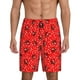 thumbnail image 1 of Balery Red Ladybugs On White Dotted Pantalones cortos de pijama de punto de algodón para hombre con cinturilla y bolsillos-Large, 1 of 6