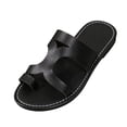 thumbnail image 3 of Strappy Sandals for Women, Womens Strappy Sandals, Sandals Woman, Sandals With Back Strap, Women's Cross Strappy Leather Flats Sandal Cute Dressy Toe Ring Open Toe Slip On Slide Sandals, Black 5.5, 3 of 8