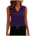thumbnail image 2 of Women's Satin Tops Sleeveless Buttons Collared Blouse Solid Color Summer Casual Comfy Camisole Tank Tops for Women, 2 of 8
