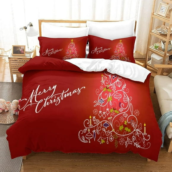 Christmas 3-piece Set Bedding Set 3D Print Comforter Cover with Zipper ForTeens And Kids Adults Soft Microfiber Bedspread Cover(King220x240cm)