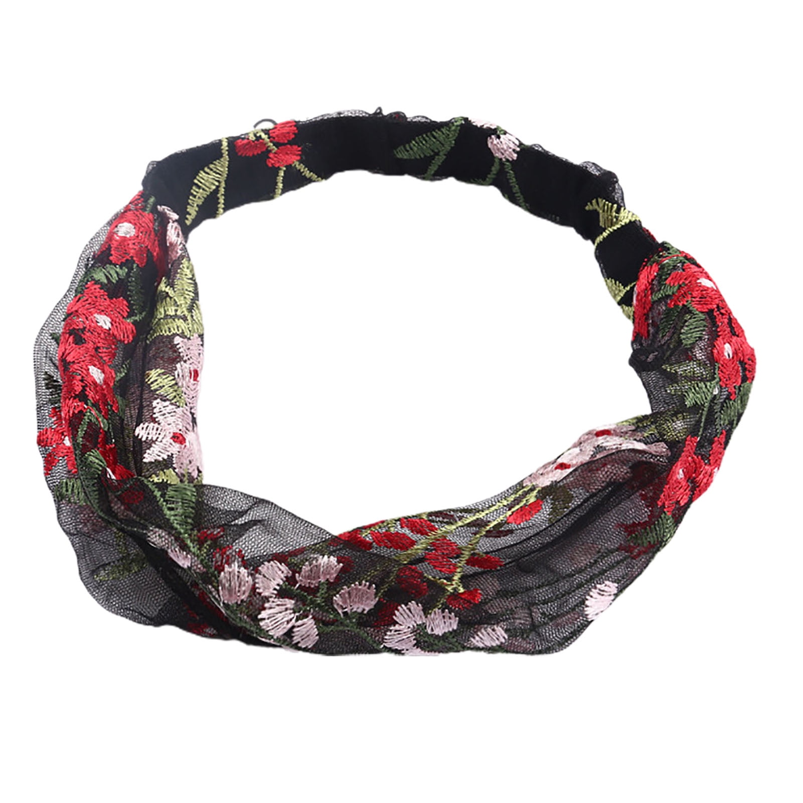 VEARAER Cute Lace Embroidery Flower Print Stretchy Adjustable Women Wide Bandana Headband Hair Accessories for Daily Wear VEARAER Cute Lace Embroidery Flower Print Stretchy Adjustable Women Wide Bandana Headband Hair Accessories for Daily Wear