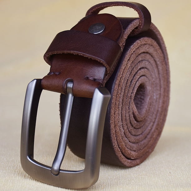 Cinturón de piel de vaca pura Cinturón de piel de vaca vintage de cuero genuino para hombre Cinturón de piel de vaca de capa superior Cinturón con hebilla de pasador Cinturón hecho a mano