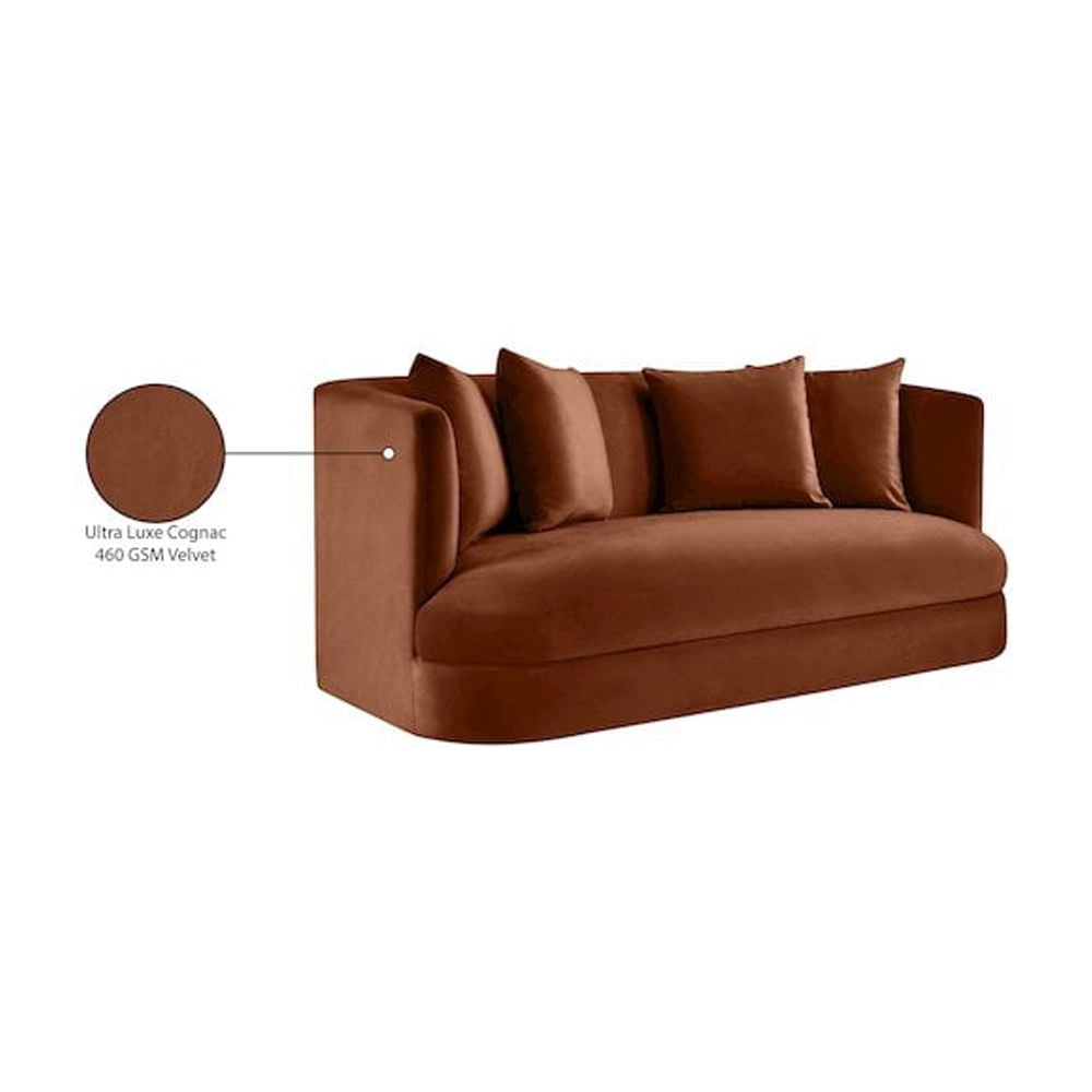 Meridian Furniture Alder Cognac Velvet Loveseat