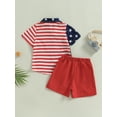 thumbnail image 4 of jaweiwi Toddler Kids Boys 4th of July Outfits, 12M 24M 2T 3T 4T 5T 6T Short Sleeve Stars and Stripes Print Shirt + Shorts Clothes Set, 4 of 8