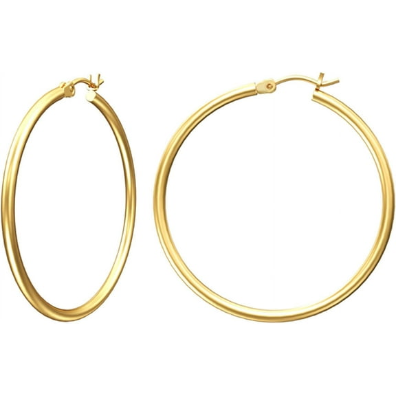Gold Hoop Earrings for Women 14K Real Gold Plated Hoops with 925 Sterling Silver Post[v785]