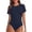 Navy, variant on Telankuip Crew Neck Short Sleeve Bodysuits for Women Summer Solid Color Basic Stretchy Bodycon Jumpsuits Lightweight Soft Comfortable Casual Romper Workout Outfit Navy XL