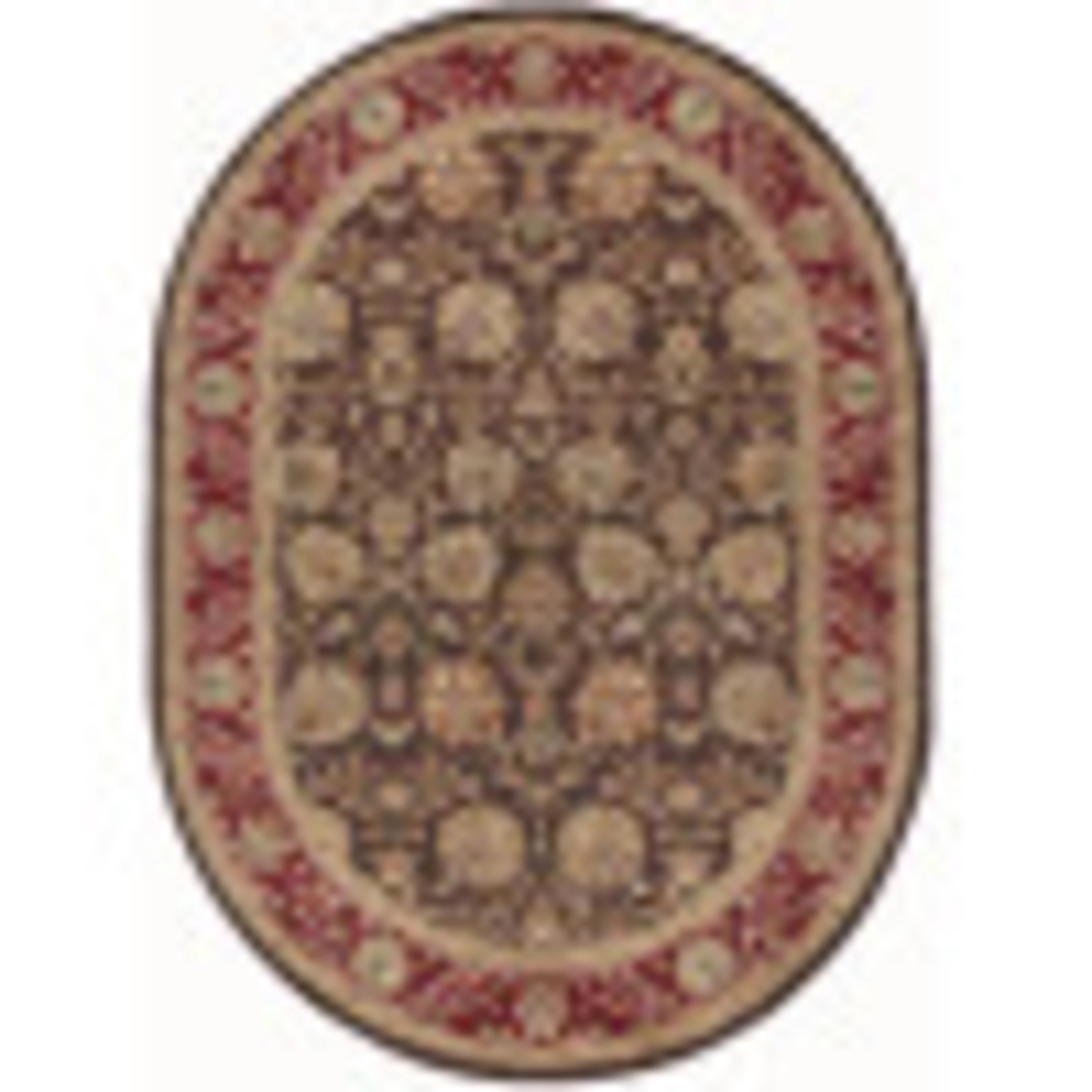 Elegance Transitional 5' x 7' Oval Brown and Sage Green Polypropylene Indoor Area Rug