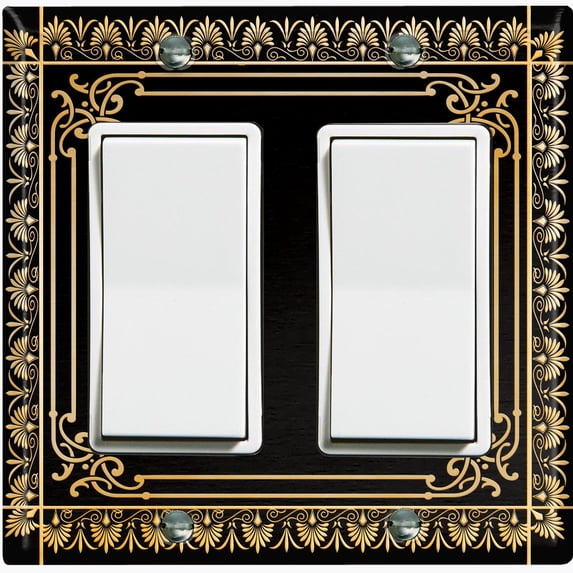 Metal Light Switch Plate Cover Elegant Victorian Floral Frame Black FRA076