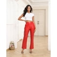 thumbnail image 2 of HDE Women's Pull On Faux Leather Kick Flare Pants with Pockets Red - L, 2 of 7