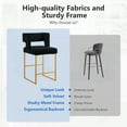 thumbnail image 6 of Lecut 26" H Counter Height Bar Stools Set of 2, Modern Velvet Bar Stools with Square Open Backrest and Gold Metal Frame, Kitchen Counter Stools for Island, Home Bar, Pub,Black+Gold, 6 of 8