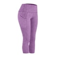 thumbnail image 4 of VV AVEORS Capri Leggings For Women - High Waisted Tummy Control Compression Leggings Quick Dry Athletic Workout Yoga Pants With Pockets Purple M, 4 of 7