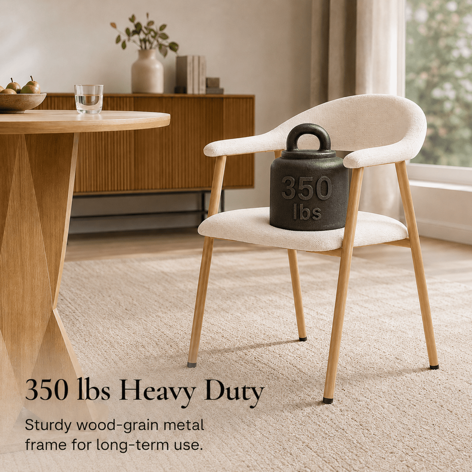 Alvantor Chairs Set of 2, A Modern Kitchen Side Chair Set with Curved Backrests and Linen Upholstery, Accompanied by Metal Decorative Chairs for Dining Room Kitchen Living Room Cafe