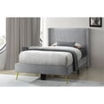 thumbnail image 2 of Better Home Products Vita Solid Wood & Velvet Twin Size Platform Bed in Gray, 2 of 9
