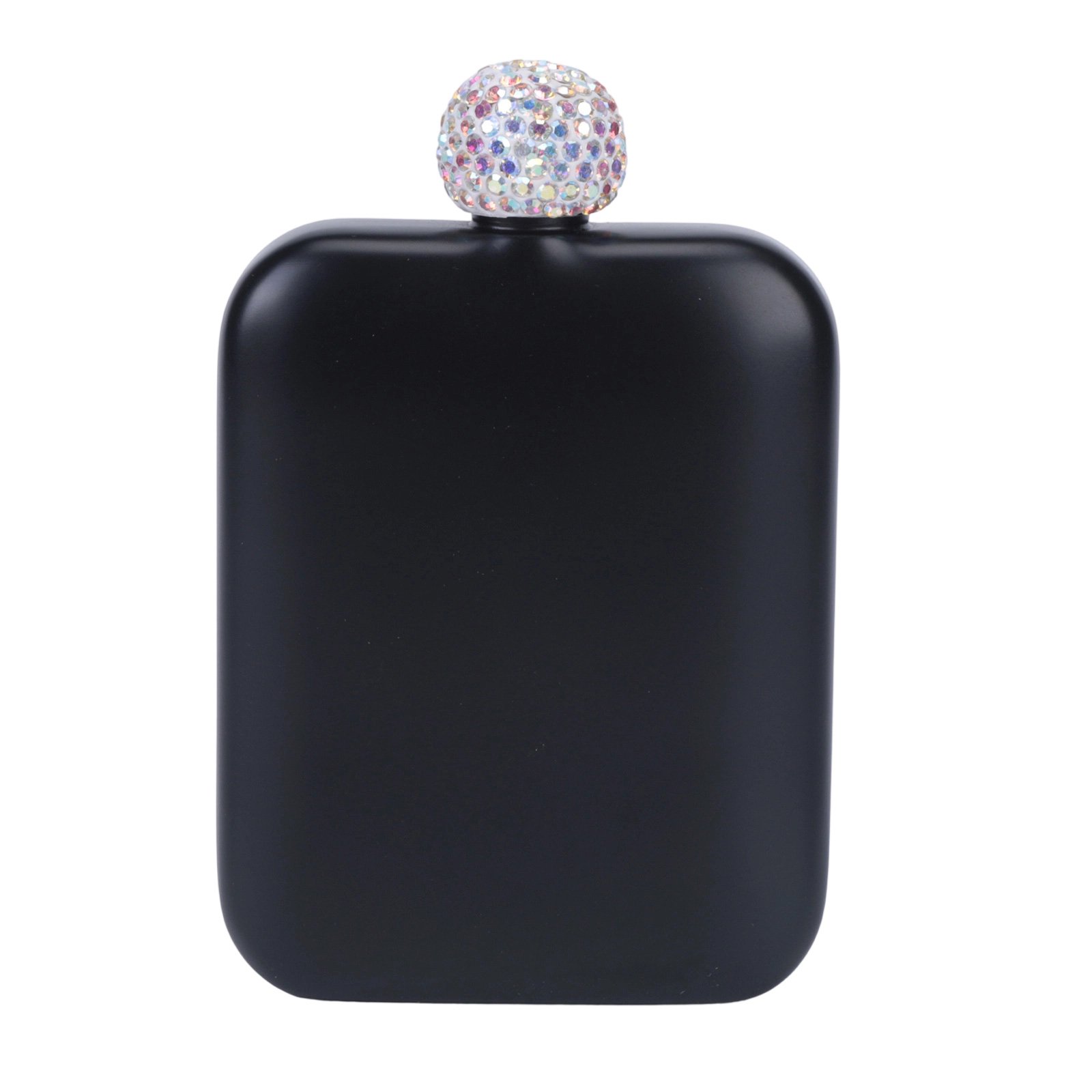 Stainless Steel Square Pocket Flask With Leakproof Rhinestones Cap 6oz Capacity Hip Flask Liquor Bottle For Hiking And Use