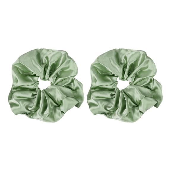 Uxcell 2Pcs Satin Hair Scrunchies Soft Fabric Ponytail Holders Women Girls Wedding Party Gifts Dark Green