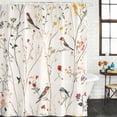 thumbnail image 3 of Spring Floral Waterproof Fabric Shower Curtain,Summer Birds Botanical Country Waterproof Fabric Shower Curtain for Bathroom Curtains Bathtubs Hotel Shower Curtains with 12 Hooks Stall 48x72in, 3 of 8