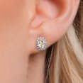 thumbnail image 3 of Gem Stone King 10K Solid Gold Post & Sterling Silver Peach Morganite and Lab Grown Diamond Halo Earrings for Women | 1.22 Cttw | Gemstone October Birthstone | Oval 6X4MM, 3 of 6
