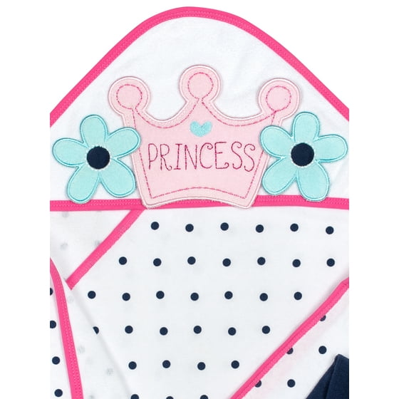 Gerber Gerber Baby Terry Hooded Towel & Washcloths, Princess, 4 Piece