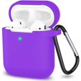 thumbnail image 1 of AirPods Case, Full Protective Silicone AirPods Accessories Cover Compatible with AirPods 1&2 Wireless and Wired Charging Case(Front LED Visible),Purple, 1 of 8