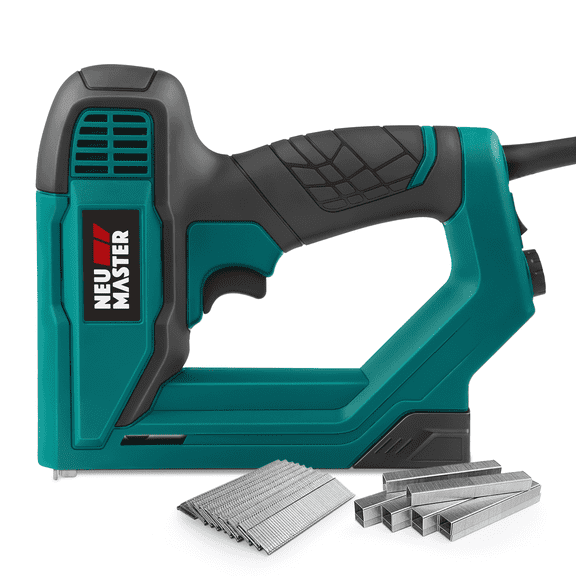 NEU MASTER Brad Nailer, Electric Nail Gun/Staple Gun for DIY Project of Upholstery, Carpentry and Woodworking, Including Staples and Nails