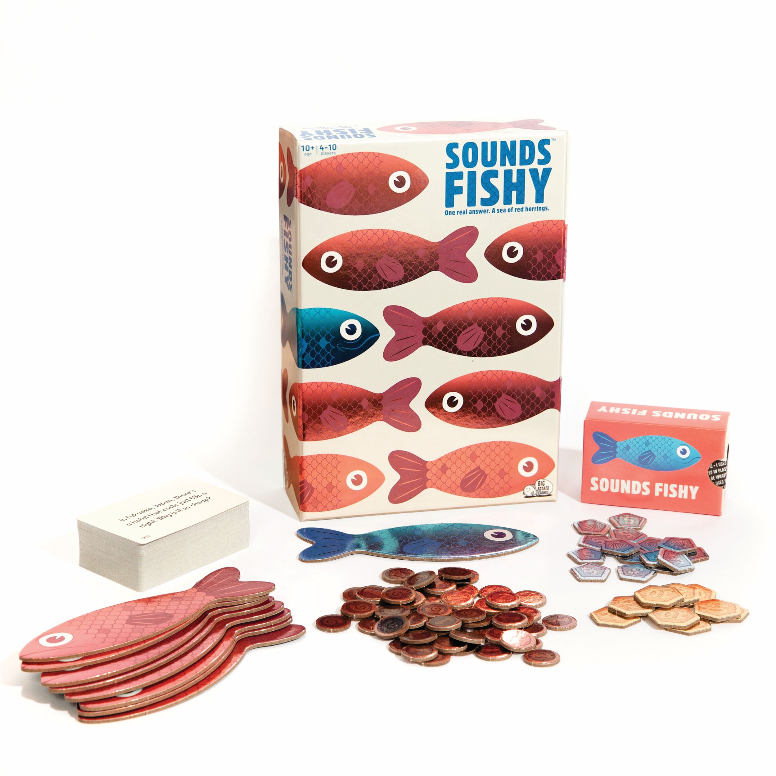 Big Potato Games Sounds Fishy Family Board Game, Hilarious Bluffing Game for Big Groups, 4β10 Players, Ages 10+