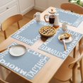 thumbnail image 5 of White Letters Placemats Set of 6 Modern Minimalist Style Sky Blue Place Mats Indoor Wipeable Table Mats Washable Cloth Dining Table Placemats for Kitchen Holiday Party Home Decor 13x19 Inch, 5 of 9