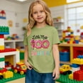 thumbnail image 6 of Gelikeya Toddler Kids 100 Days of School Shirt Boys Girls Short Sleeve Tshirts Cute Spring Summer Outerwear Clothing Army Green, 8-9 Years, 6 of 7