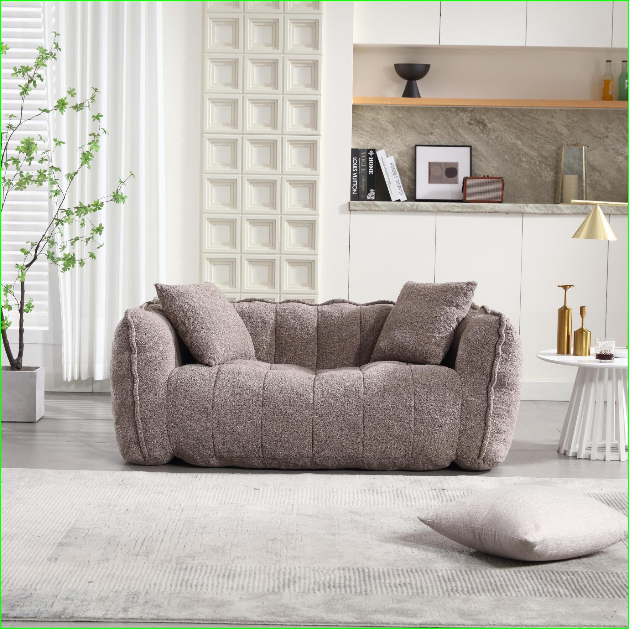 Large Chenille Bean Bag Chair for Adults – Soft Two-Person Recliner for Gaming/Reading/TV | Brown | Chenille