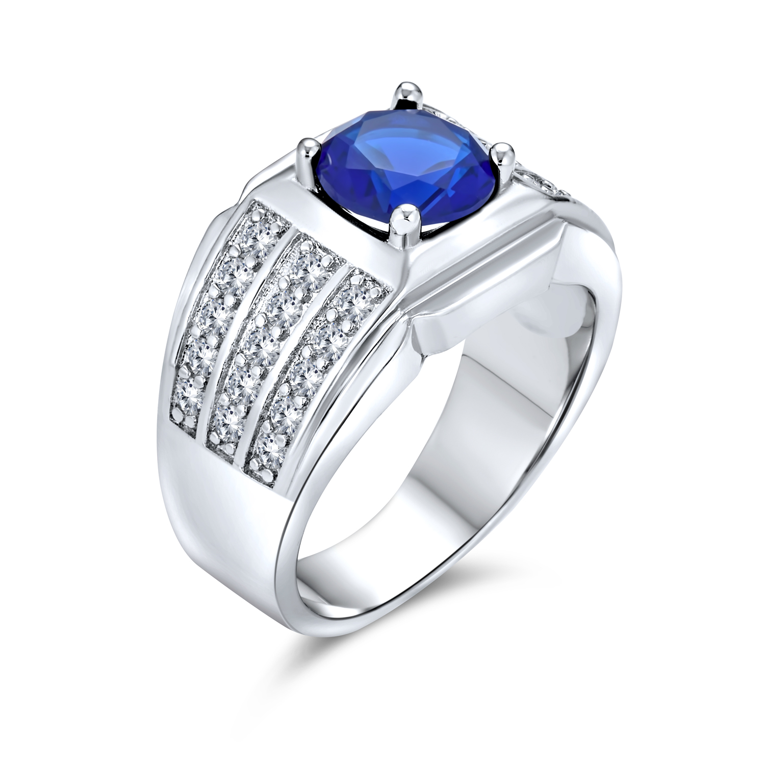Bling Jewelry a Cubic Zirconia Pinky Ring 3 Row Pave 3 Ct Cz Solitaire Mens Engagement Ring Wide Band Silver Plated Brass Rings Jewellery Mymobileindia Com