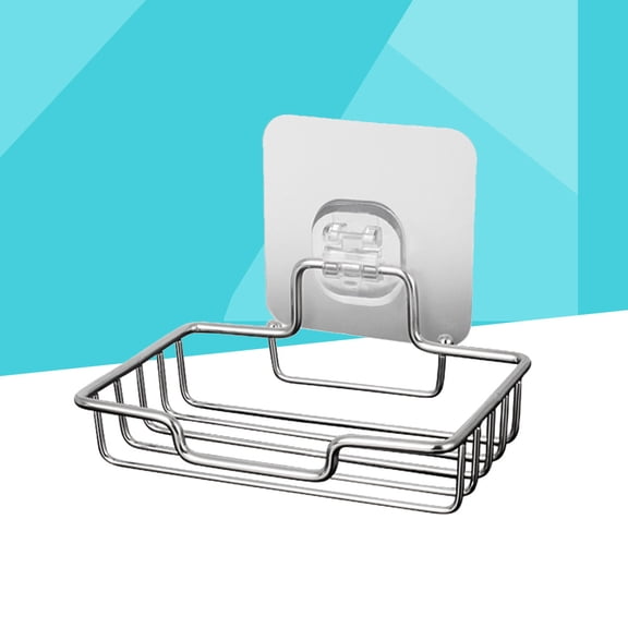 GOOHOCHY Wall Mounted Stainless Steel Soap Holder with Adhesive, Shower Soap Dish and Sponge Tray for Bathroom and Kitchen