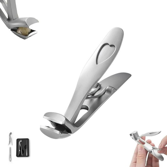 Clipdoc Max Toe Nail Clipper, Wide Jaw Nail Clipper with Anti-Splash 45° Slanted Blade, Stainless Steel Clipper for Thick Nails, Long Handle for Easy Grip