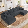thumbnail image 3 of Muumblus 133" Modular Sectional Sofa with 2 Chaise Lounge, U-Shaped Oversized Boneless Cloud Couch, Dark Gray Corduroy Sleeper Sofa for Living Room, 3 of 12
