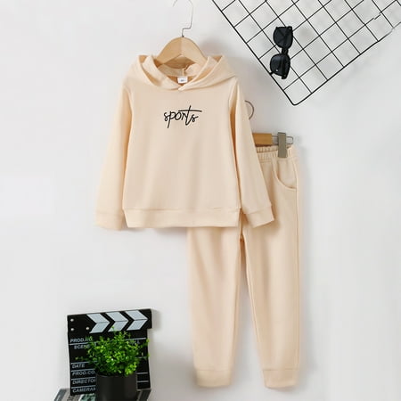 

Hbdhejl Outfit Set For Boys Girls Toddler Baby Clothes Long Sleeve Letter Print Hoodie Sweatshirt Top Jogger Pants Outfit Set Fall Winter Sweatsuit Khaki 7-8 Years