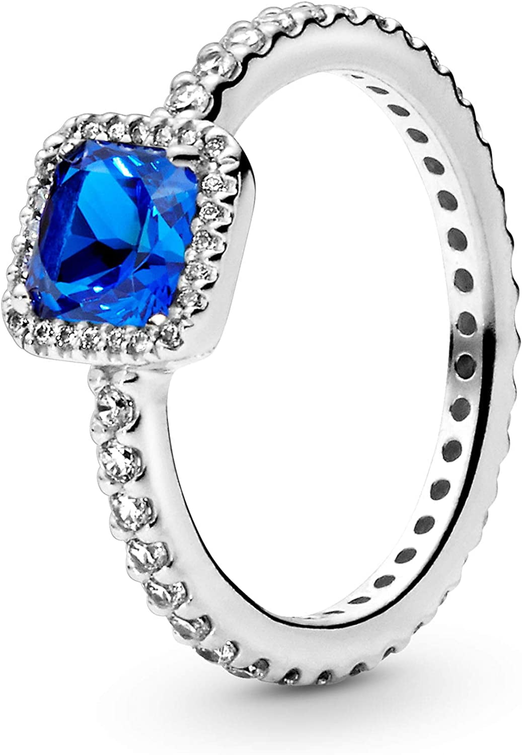 Blue square sparkle halo ring pandora deals