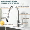thumbnail image 6 of Wowow Single Handle Kitchen Sink Faucet Chrome Kitchen Faucet with Pull Down Sprayer, 1 Piece, 6 of 9