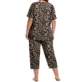 thumbnail image 4 of WellSize Plus Size Women Pajamas Set V Neck Short Sleeve Tops and Capris with Pockers Two Piece Lounge Sets Summer Oufits sleepwear, 4 of 7