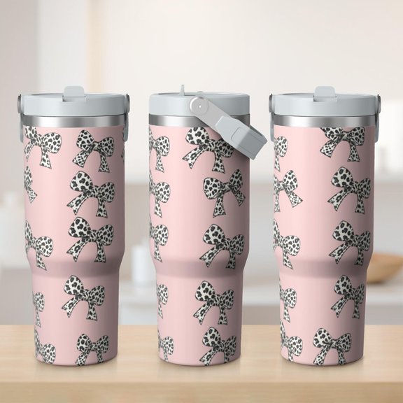 30oz Bow Tumbler with Handle Insulated Stainless Tumbler , Travel Home Office Coffee Cup Water Bottle,Mug Cup,Gifts for Women