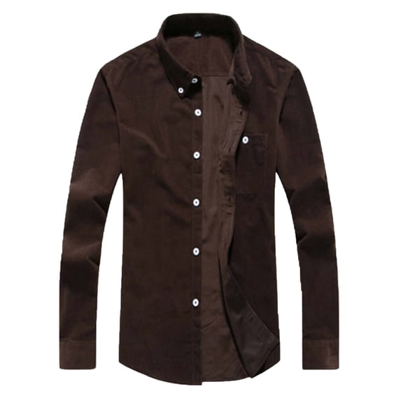 Fashion Men's Shirt Spring Autumn Casual Corduroy Blouse Solid Top Comfortable Stylish Long Sleeve Button Down Shirt for Men Men's Lightweight Crewneck Tee Tops