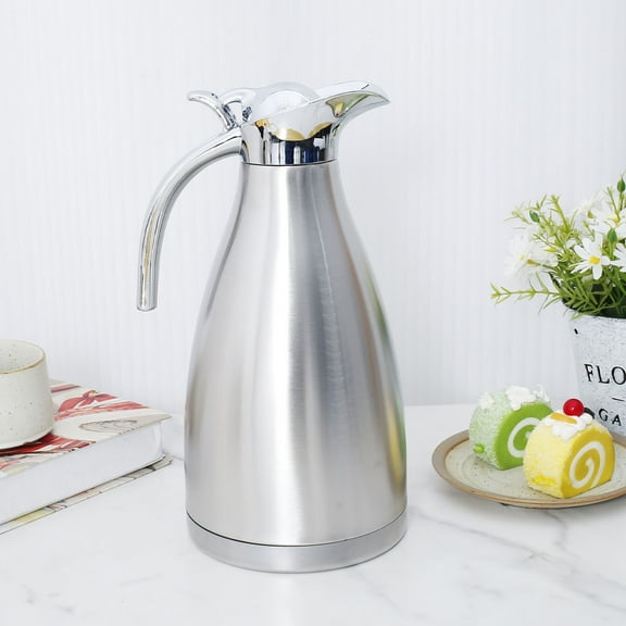 Thermal Coffee Carafe 2L Thermal Coffee Jug Stainless Steel Insulated Coffee Carafe Practical Insulated Coffee Pot Leakproof Thermal Coffee Flask Vacuum Thermal Coffee Pot for Home