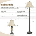 thumbnail image 3 of Costway 3-Piece Traditional Style Lamp Set with  Linen Fabric Lamp Shades ＆ Weighted Bases, 3 of 10