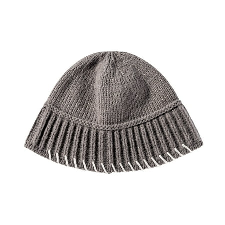 

Dadaria Hanging Witch Hats Men And Women Winter Warm Head Protection Solid Color Knitted Hat With Stitching Contrast Color Cap Gray One Size Women Men