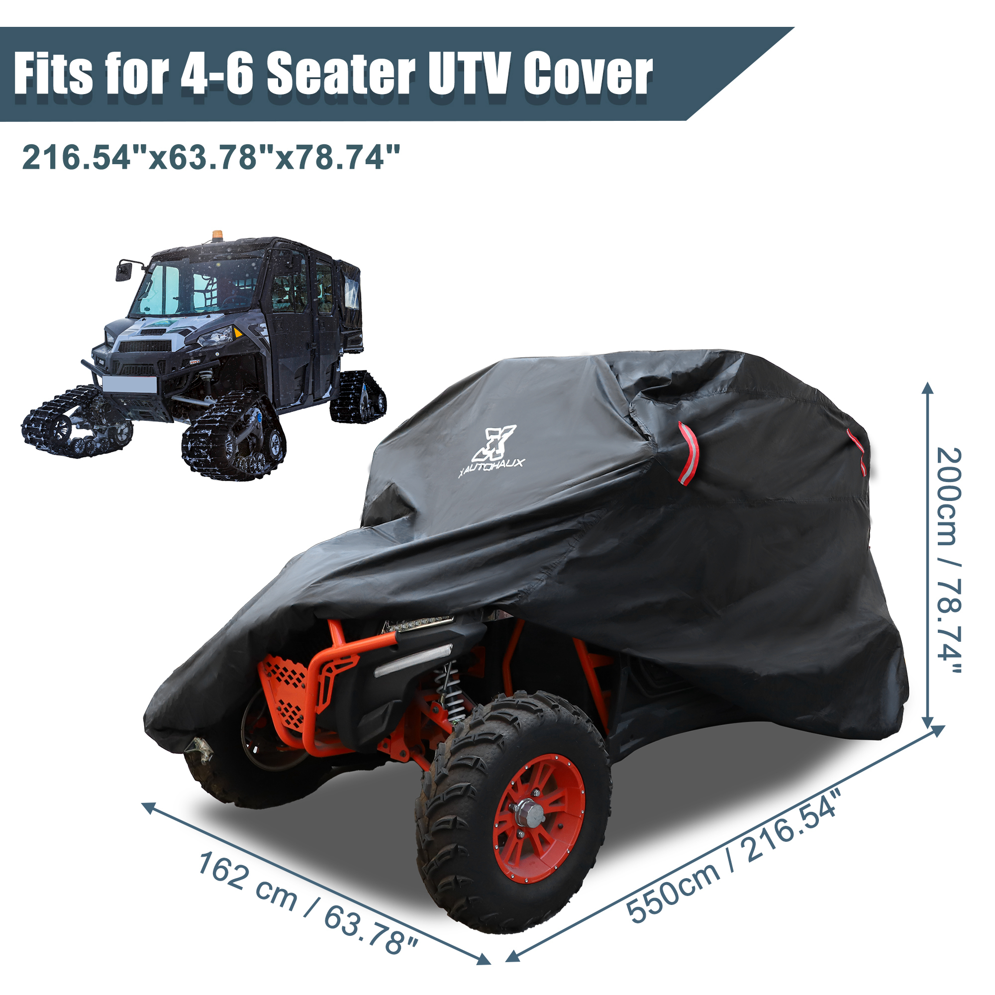 Unique Bargains UTV Waterproof Full Cover for Polaris for Ranger General 4-6 Seater Black