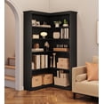 thumbnail image 3 of Homhougo Farmhouse Bookshelf Corner Bookcase 72.8” Large Bookcase Wood Bookshelf Tall L Shaped Bookshelf 5 Tier Corner Shelf Display Rack Etagere Shelf Storage for Office Bedroom (Full Panel, Black), 3 of 9