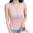 thumbnail image 3 of Rvasteizo Camisole Tops for Women Casual Button Front Sleeveless Round Neck Breathable Summer Ladies Daily Light Casual Tank Blouse, 3 of 5